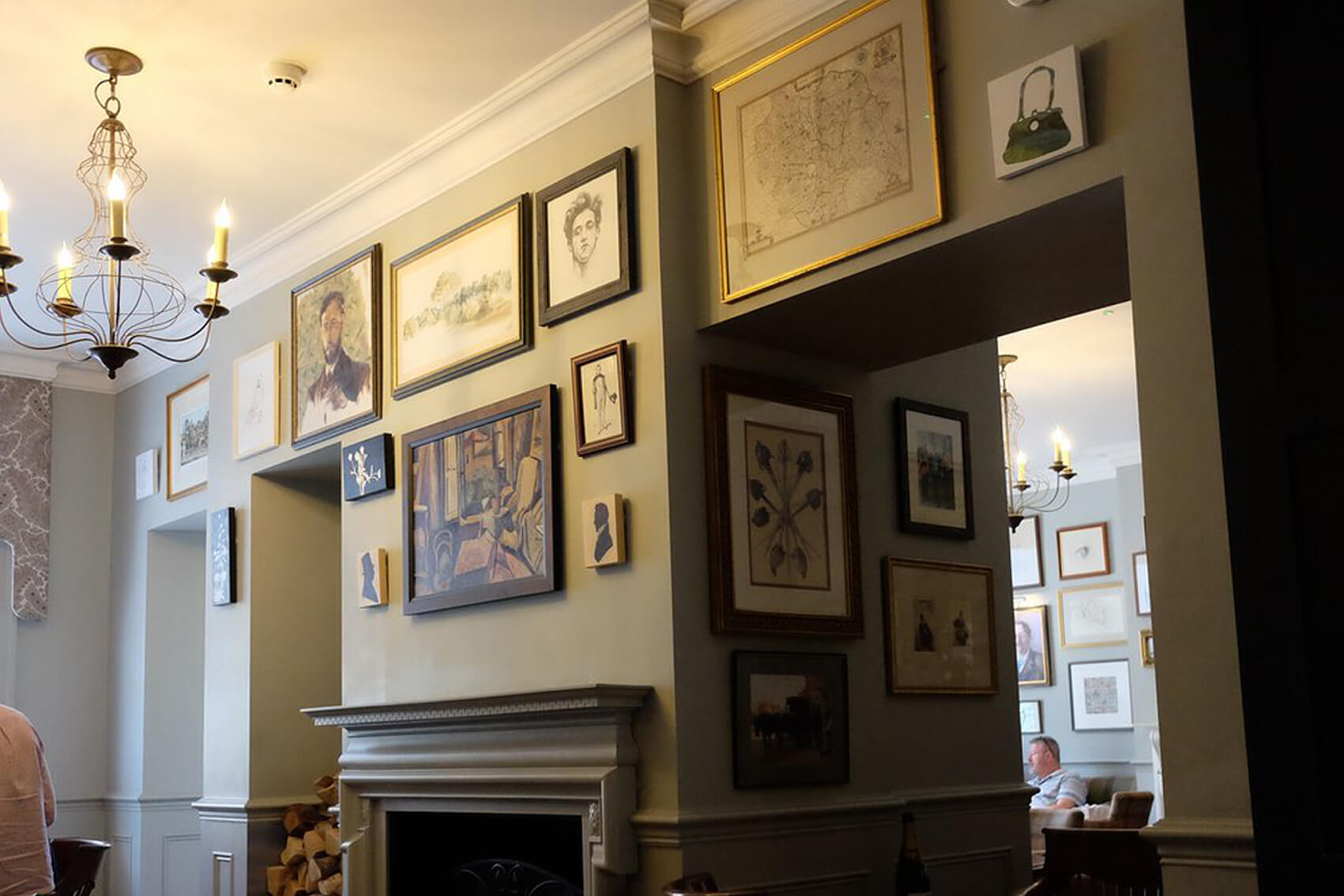 Beverley Arms Hotel, Yorkshire Dales, gallery wall, traditional artwork, traditional paintings, illustrations, graphics, mixed artwork, interiors, interior design, framed artwork, commissioned collection