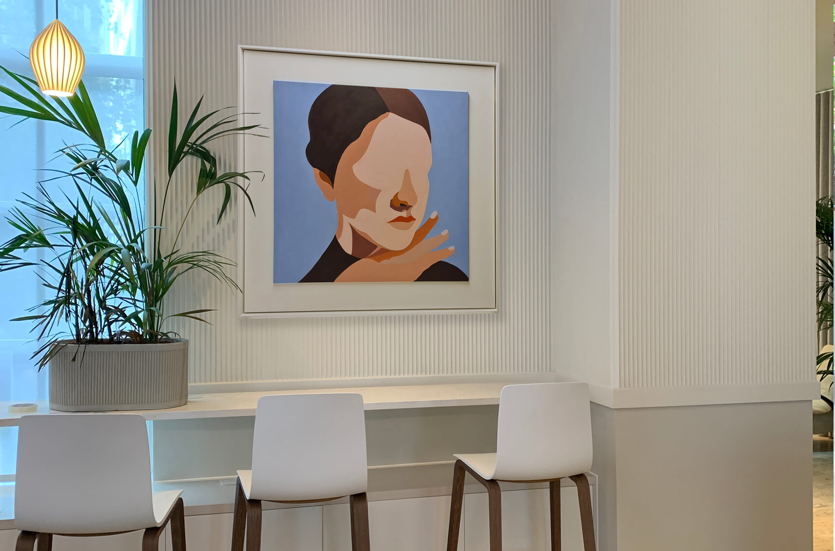 Cord Restaurant, London, painting, graphic, graphic painting, framed painting, white frame, portrait, commissioned artwork, bespoke painting, artwork for interiors, interior design, interior art